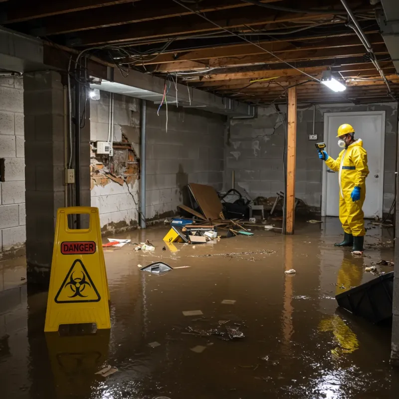 Flooded Basement Electrical Hazard in Liberty, NC Property