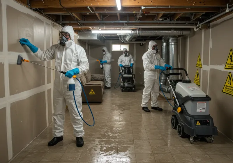 Basement Moisture Removal and Structural Drying process in Liberty, NC